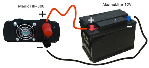 Pripojenie akumulatora k zaloznemu zdroju HIP-300 pre obehove cerpadlo